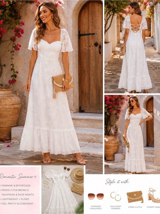 Lulus Dresses & Skirts - LULUS White Embroidered Tie Back Maxi Dress